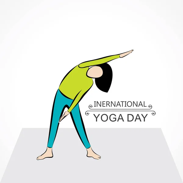 Illustrazione Una Ragazza Che Yoga Giornata Internazionale Yoga Osservata Giugno — Vettoriale Stock