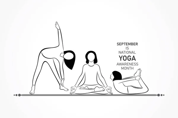 Illustrazione Vettoriale Del Mese Nazionale Sensibilizzazione Yoga Osservato Nel Mese — Vettoriale Stock