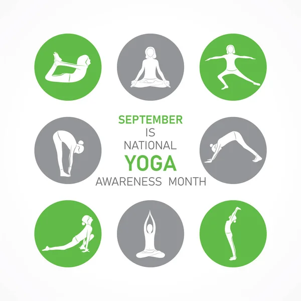 Vector Illustration National Yoga Awareness Month Observed September Every Year — Stock Vector