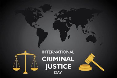 Uluslararası Ceza Adaleti Günü için vektör illüstrasyonu 17 Temmuz 'da gözlendi, poster veya afiş tasarımı