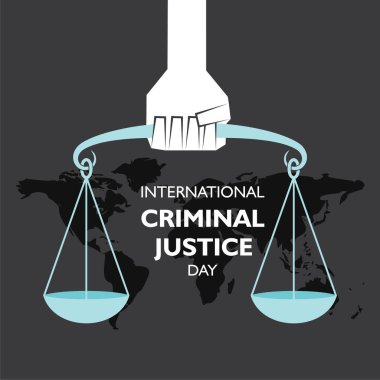 Uluslararası Ceza Adaleti Günü için vektör illüstrasyonu 17 Temmuz 'da gözlendi, poster veya afiş tasarımı