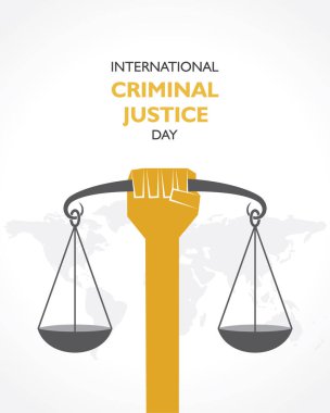 Uluslararası Ceza Adaleti Günü için vektör illüstrasyonu 17 Temmuz 'da gözlendi, poster veya afiş tasarımı