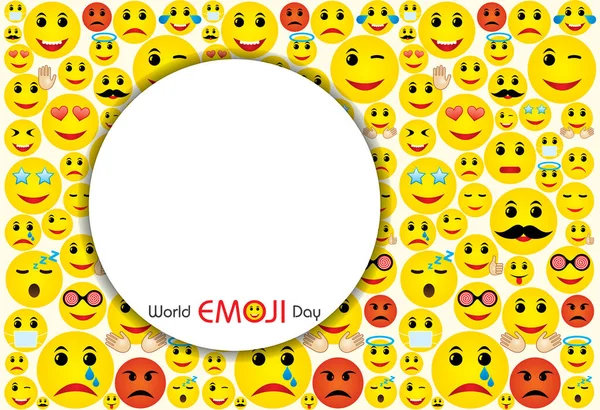 Vector Illustration World Emoji Day Greeting Card Design Template Different — Stock Vector