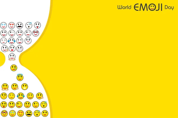 Wektor Ilustracja World Emoji Dzień Pocztówka Wzór Projektu Karty Różnych — Wektor stockowy