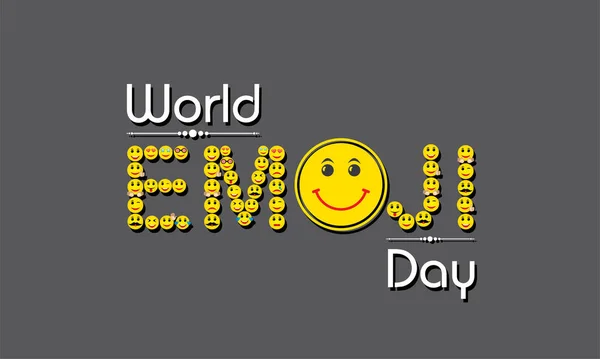 Ilustrasi Vektor Dari Templat Desain Kartu Ucapan Hari Emoji Dunia - Stok Vektor