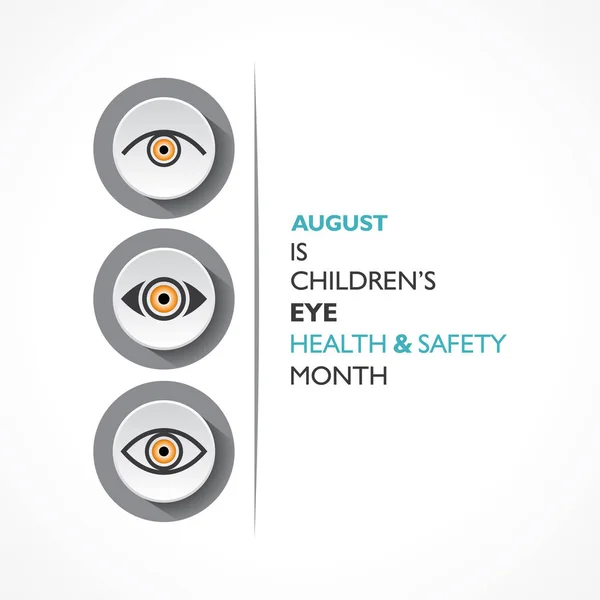 Vector Illustration Children Eye Health Safety Month Observed August — Stock Vector