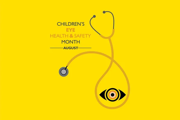 Vector Illustration Children Eye Health Safety Month Observed August — Stock Vector