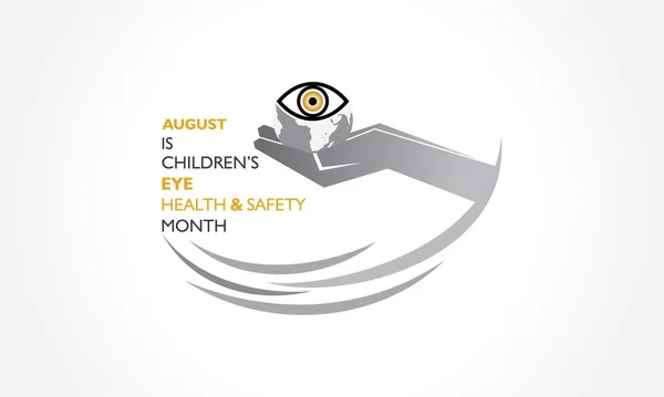 Vector Illustration Children Eye Health Safety Month Observed August — Stock Vector