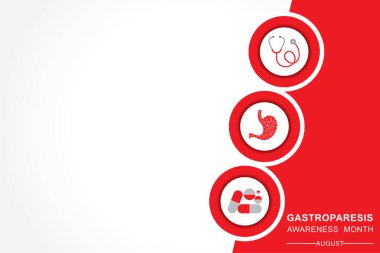 Ağustos ayında gözlemlenen Gastroparezis Farkındalık Ayının Vektör İllüstrasyonu