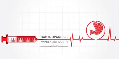 Ağustos ayında gözlemlenen Gastroparezis Farkındalık Ayının Vektör İllüstrasyonu