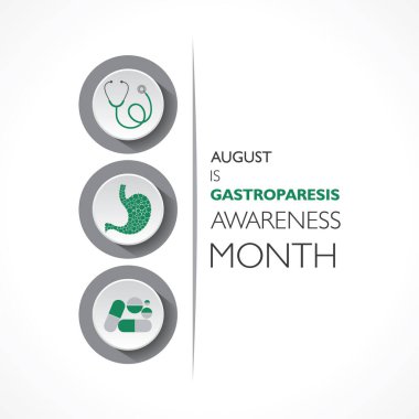 Ağustos ayında gözlemlenen Gastroparezis Farkındalık Ayının Vektör İllüstrasyonu