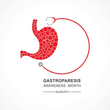 Ağustos ayında gözlemlenen Gastroparezis Farkındalık Ayının Vektör İllüstrasyonu