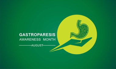 Ağustos ayında gözlemlenen Gastroparezis Farkındalık Ayının Vektör İllüstrasyonu