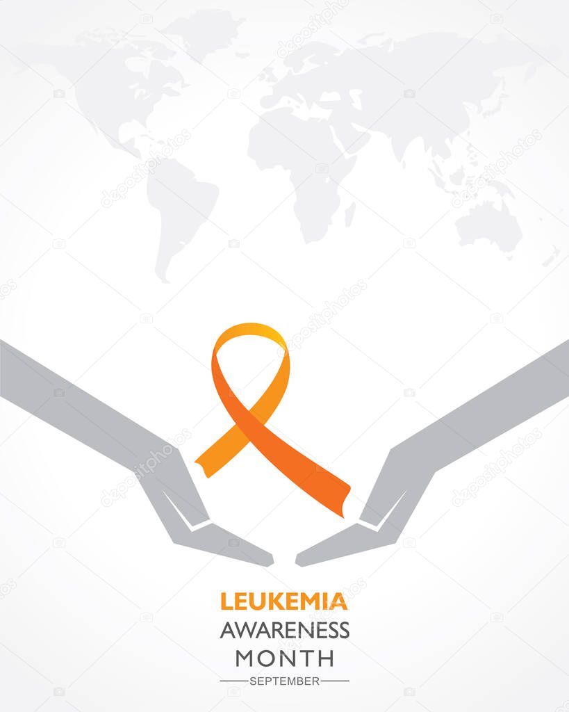 Vector Illustration of Leukemia Awareness month with orange colored ribbon, observed in September