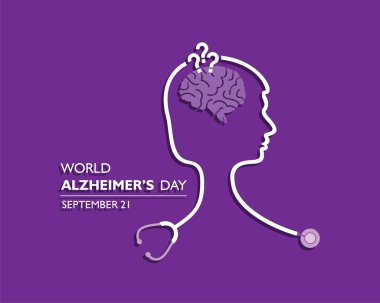 Dünya Alzheimer Günü 'nün 21 Eylül' de izlenen vektör illüstrasyonu