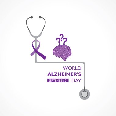 Dünya Alzheimer Günü 'nün 21 Eylül' de izlenen vektör illüstrasyonu