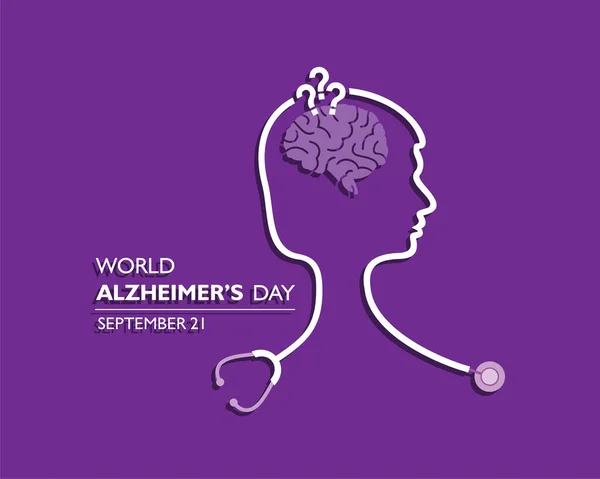 Dünya Alzheimer Günü Nün Eylül Izlenen Vektör Illüstrasyonu — Stok Vektör