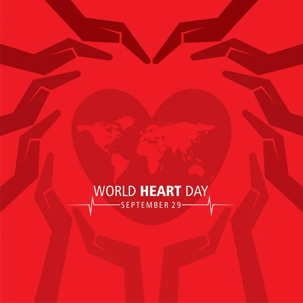 Vector Illustration World Heart Day Observed September — Stock Vector