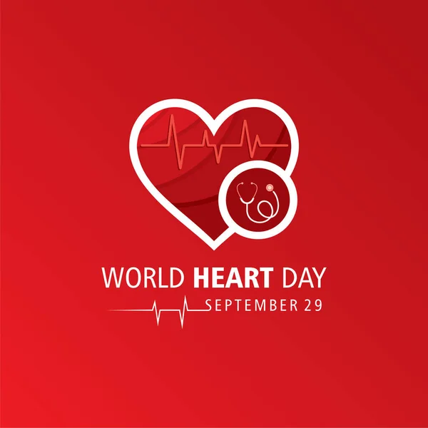 Vektor Illustration World Heart Day Observerad Den September — Stock vektor