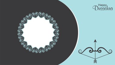 Mutlu Dussehra festivalinin Hindistan arka planındaki yay ve okun gösterimi