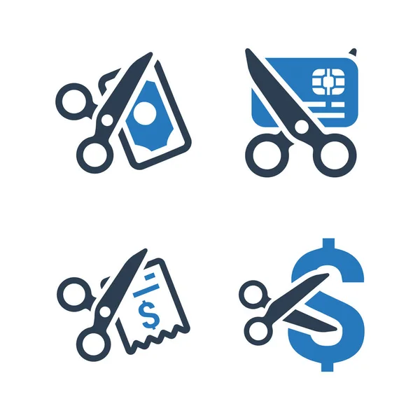 Iconos Vectores Corte Costos — Vector de stock