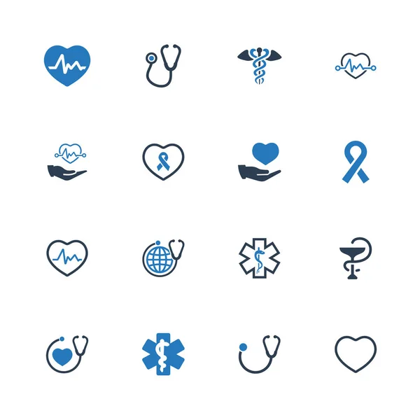 Símbolos Salud Versión Azul — Vector de stock