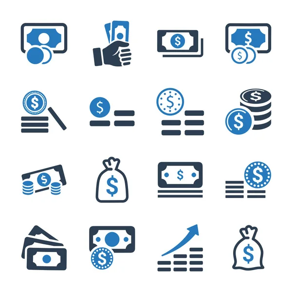 Dinero Pilas Vector Iconos — Vector de stock