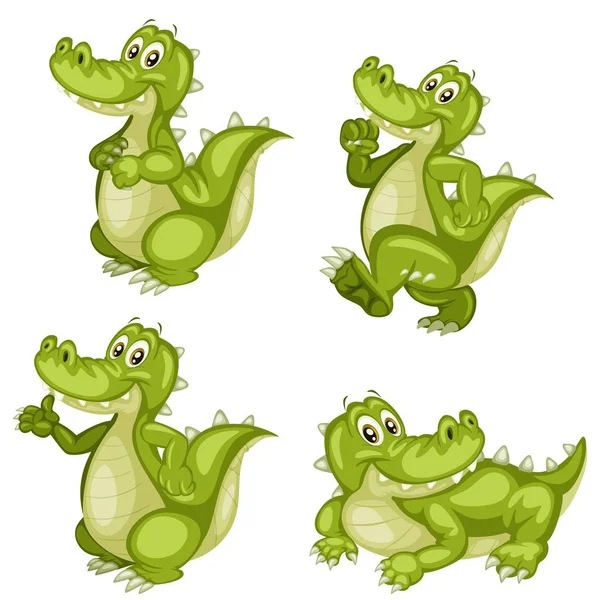 Cartoon Vector Illustration of an Alligator Set — Stock Vector