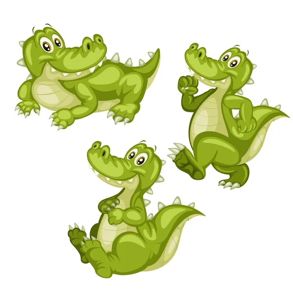 Illustrazione vettoriale del fumetto di un insieme di alligatori — Vettoriale Stock