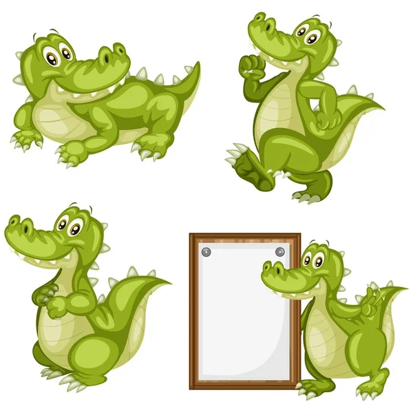Ilustracja kreskówka wektor zestaw aligatora — Wektor stockowy