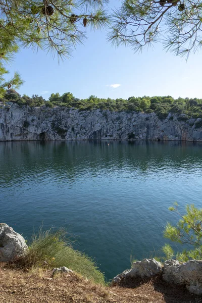 Draken Eye Zmajevo Oko Rogoznica Kroatië Natuurlijke Geohydromorphological Fenomeen Zout — Stockfoto