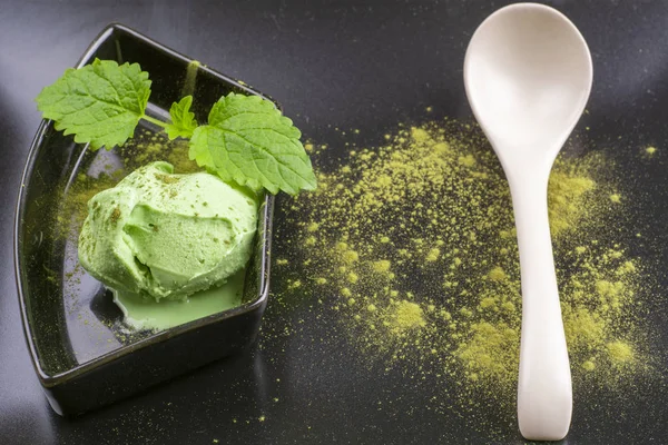 Top view of green tea ice cream — Stock Photo, Image