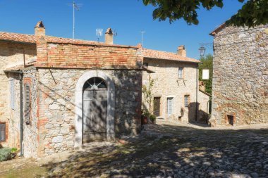 Toskana 'daki tipik İtalyan kasabası, Bagno Vignoni..