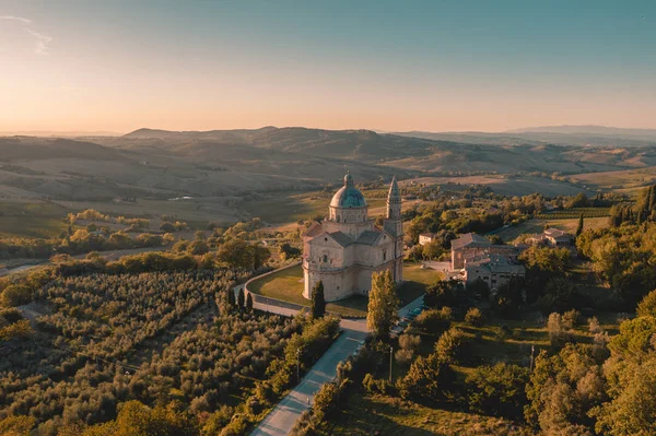 Foto panorámica del dron, Montepulciano . — Foto de Stock