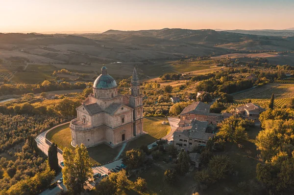 Foto panorámica del dron, Montepulciano . — Foto de Stock