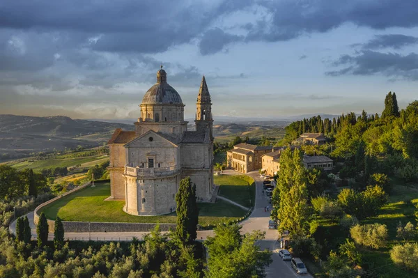 İHA 'dan panoramik fotoğraf, Montepulciano. — Stok fotoğraf