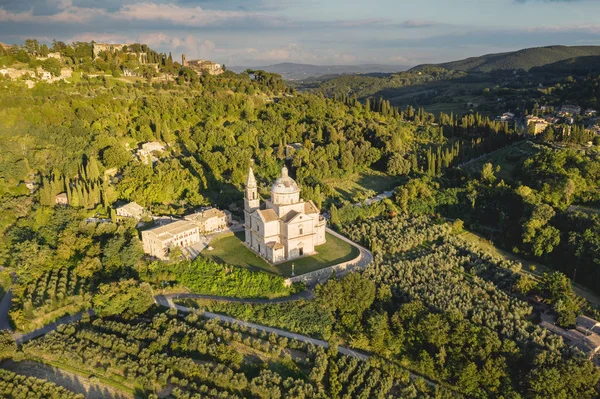 Panoramic photo from the drone, Montepulciano. — Stock Photo, Image