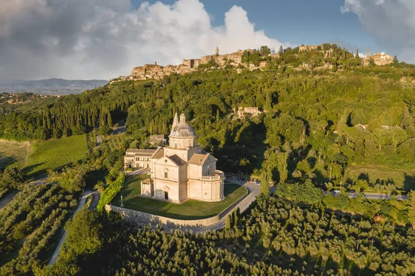 Foto panorama dari drone, Montepulciano . — Stok Foto