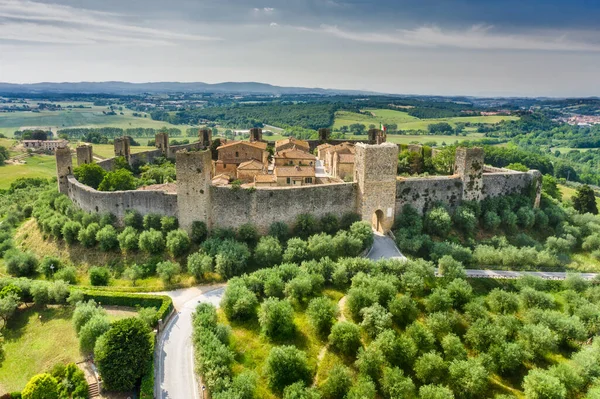 Reizen Door Toscane Italiaanse Middeleeuwse Steden Monteriggioni Siena — Stockfoto