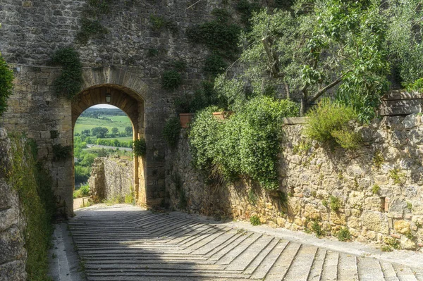 Berkeliling Tuscany Dan Kota Abad Pertengahan Italia Monteriggioni Siena Stok Gambar