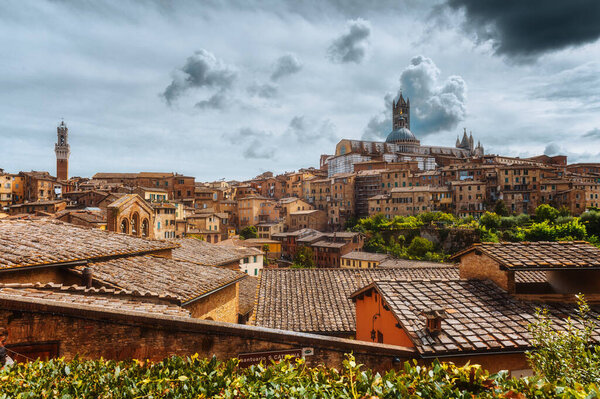 Siena, Italy - August 2020 afternoon view of the historical town of Siena steets and corners — Stock Image Siena Italy August 2020 Afternoon View Historical Town Siena Steets Stock Photo