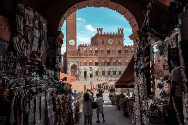 Сиена Италия Вид Исторический Город Сиена После Обеда Августе 2020 Стоковое Изображение