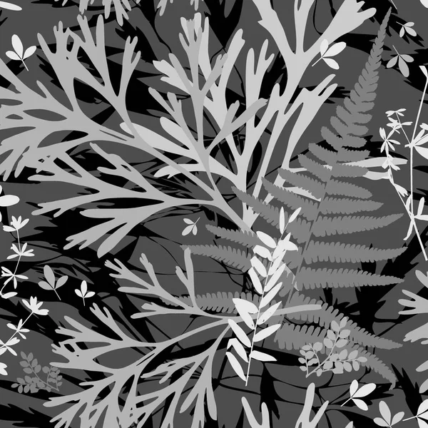 模板。有野花，树枝，树叶。植物背景单色 — 图库照片