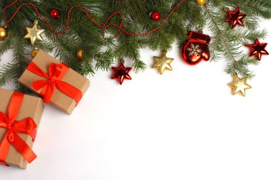 Şenlikli süslemeleri ile Noel ve Yeni Yıl kompozisyon