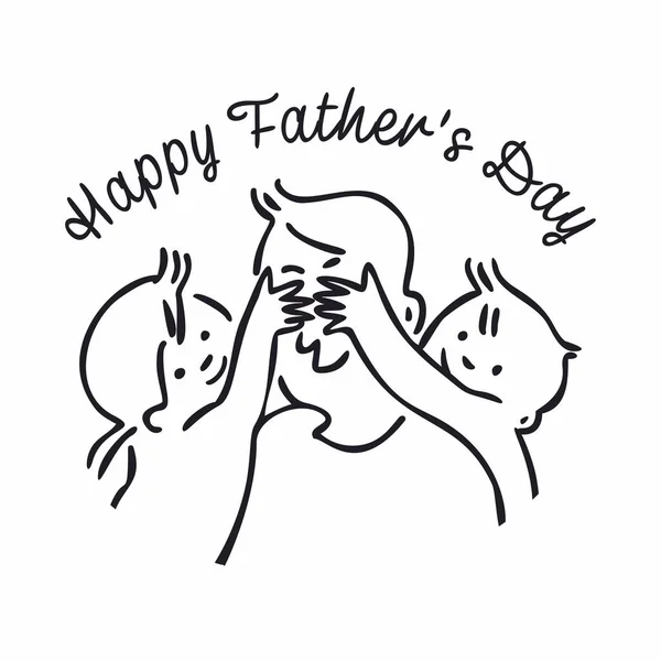 Счастливого Дня Отца Портрет Счастливой Семьи Отец Сын Дочь Вместе — стоковый вектор