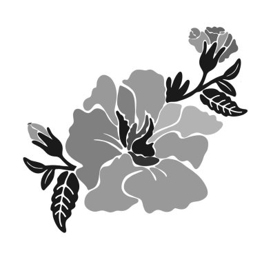 Çiçek logosu. Petunya. Siyah çiçek silueti. Vektör illüstrasyonu.