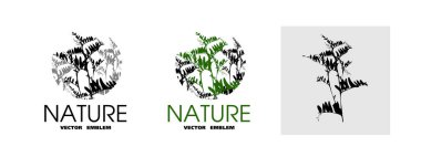 Yoga dersleri, tıp merkezleri, eczaneler, doğal ve organik gıda ve orman bitkilerinin ambalaj çemberi için logo tasarımı. Vektör simgesi.