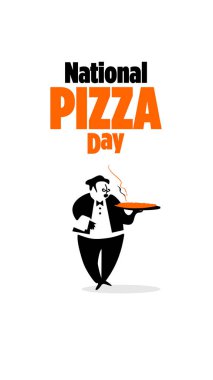 Pizza Günü 'nün vektör illüstrasyonu. Çizgi film stili. Pizza Şefi.