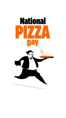 Pizza Günü 'nün vektör illüstrasyonu. Çizgi film stili. Pizza Şefi.