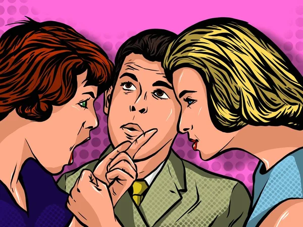 Illustrazione Donne Giurano Uomo Pop Art — Foto Stock